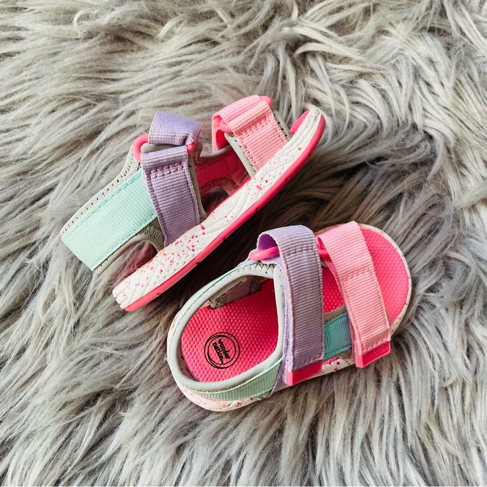 Baby girl pastel colored velcro sandals